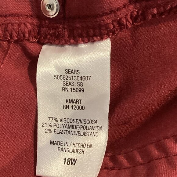 Simply Emma Stretch Pants Plus Sz 18W Burgundy Red #94M - Picture 6 of 7